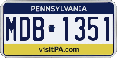 PA license plate MDB1351