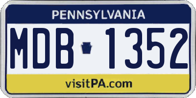 PA license plate MDB1352