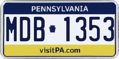 PA license plate MDB1353