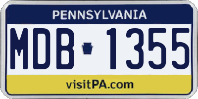 PA license plate MDB1355