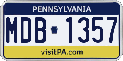 PA license plate MDB1357