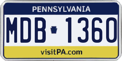 PA license plate MDB1360
