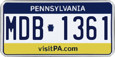PA license plate MDB1361