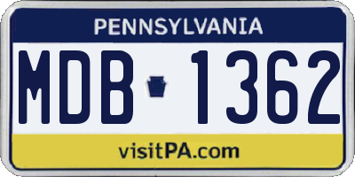 PA license plate MDB1362