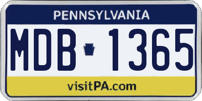 PA license plate MDB1365