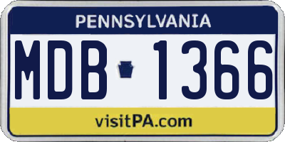 PA license plate MDB1366