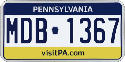 PA license plate MDB1367
