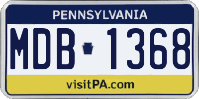 PA license plate MDB1368