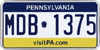 PA license plate MDB1375