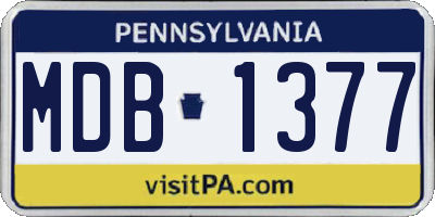 PA license plate MDB1377