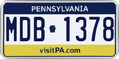 PA license plate MDB1378