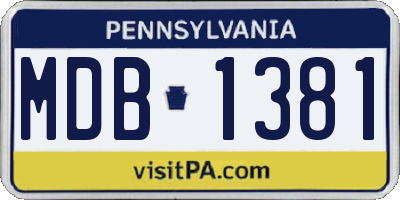 PA license plate MDB1381
