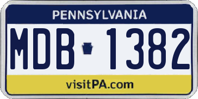 PA license plate MDB1382
