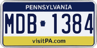 PA license plate MDB1384