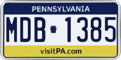 PA license plate MDB1385