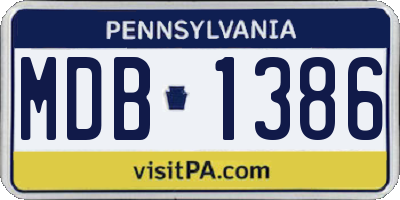 PA license plate MDB1386