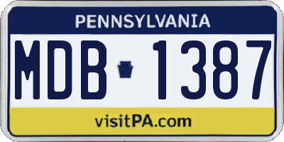 PA license plate MDB1387