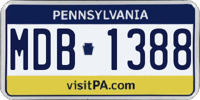 PA license plate MDB1388