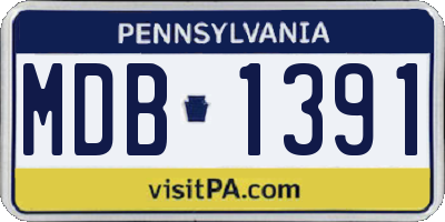 PA license plate MDB1391