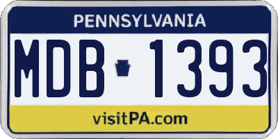 PA license plate MDB1393