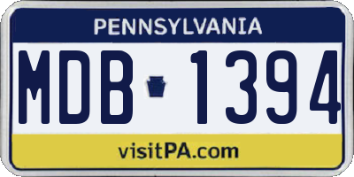 PA license plate MDB1394