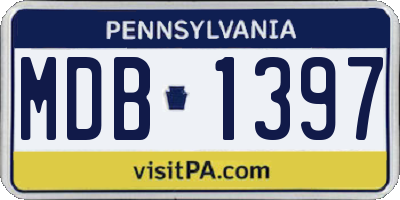 PA license plate MDB1397