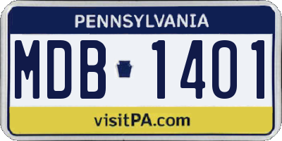 PA license plate MDB1401