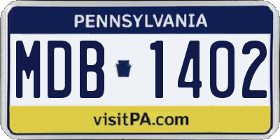 PA license plate MDB1402