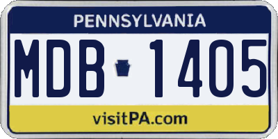 PA license plate MDB1405