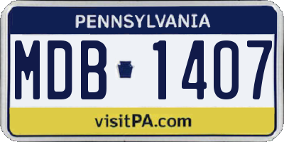 PA license plate MDB1407