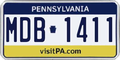 PA license plate MDB1411