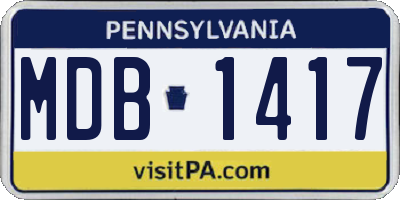 PA license plate MDB1417