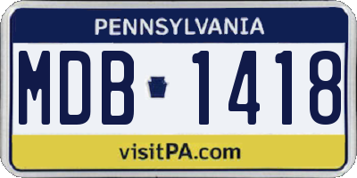 PA license plate MDB1418
