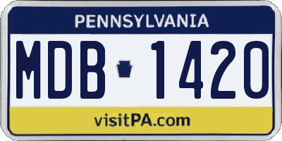 PA license plate MDB1420