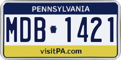 PA license plate MDB1421