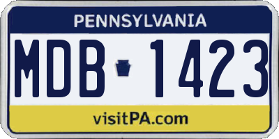 PA license plate MDB1423