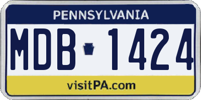 PA license plate MDB1424
