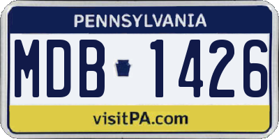 PA license plate MDB1426