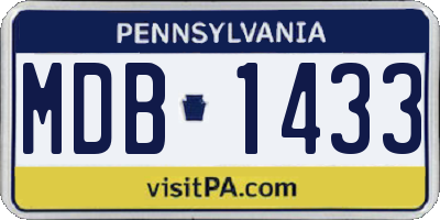 PA license plate MDB1433