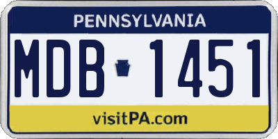PA license plate MDB1451