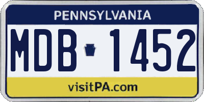 PA license plate MDB1452