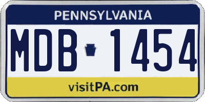 PA license plate MDB1454