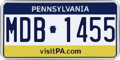 PA license plate MDB1455