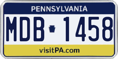 PA license plate MDB1458
