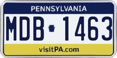 PA license plate MDB1463
