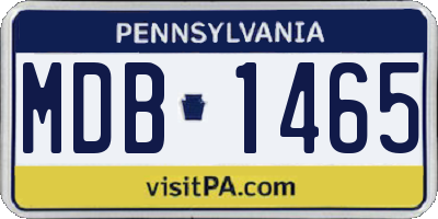 PA license plate MDB1465