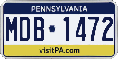 PA license plate MDB1472