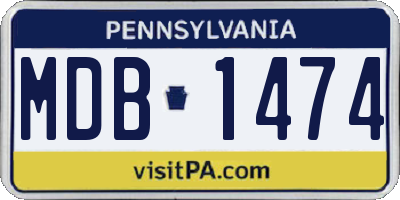 PA license plate MDB1474