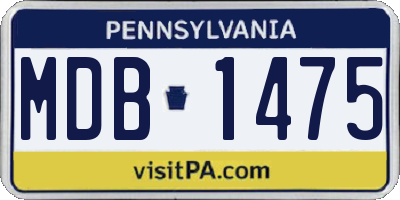 PA license plate MDB1475