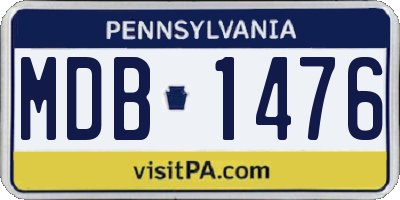 PA license plate MDB1476